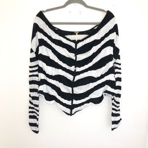 [Free People] Black White Stripe Cardigan
